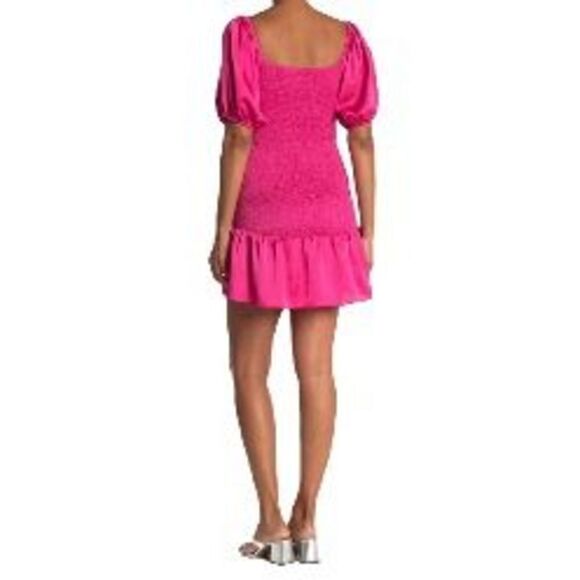 NSR Iris Hammered Satin Smocked Mini Dress - Picture 2 of 9